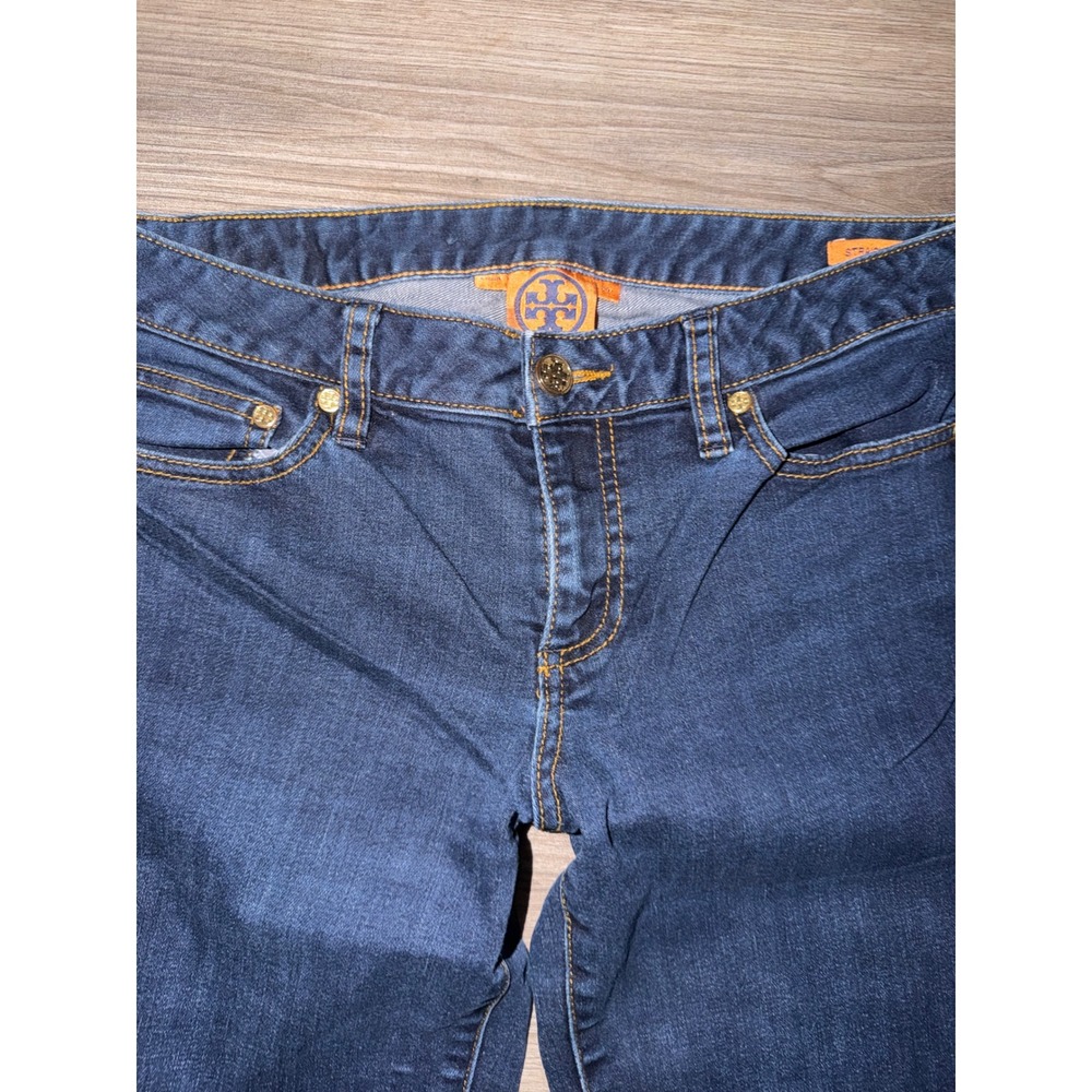 Tory Burch Womens Straight Leg Jeans Dark Wash Denim Size 28 Gold Hardware X4 - Picture 7 of 12